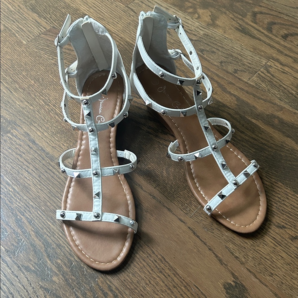 White Strappy Sandals with Studs